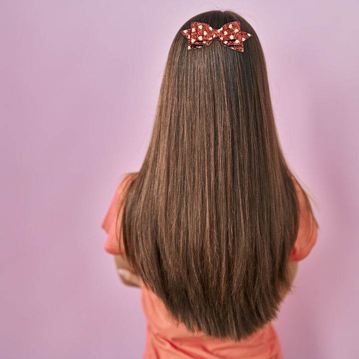 Red Glitter Hearts Valentine Hair Bow
