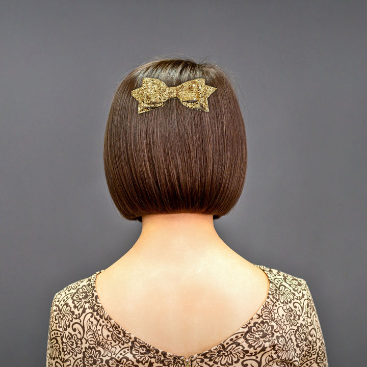Gold Pepperdine Glitter Hair Bow