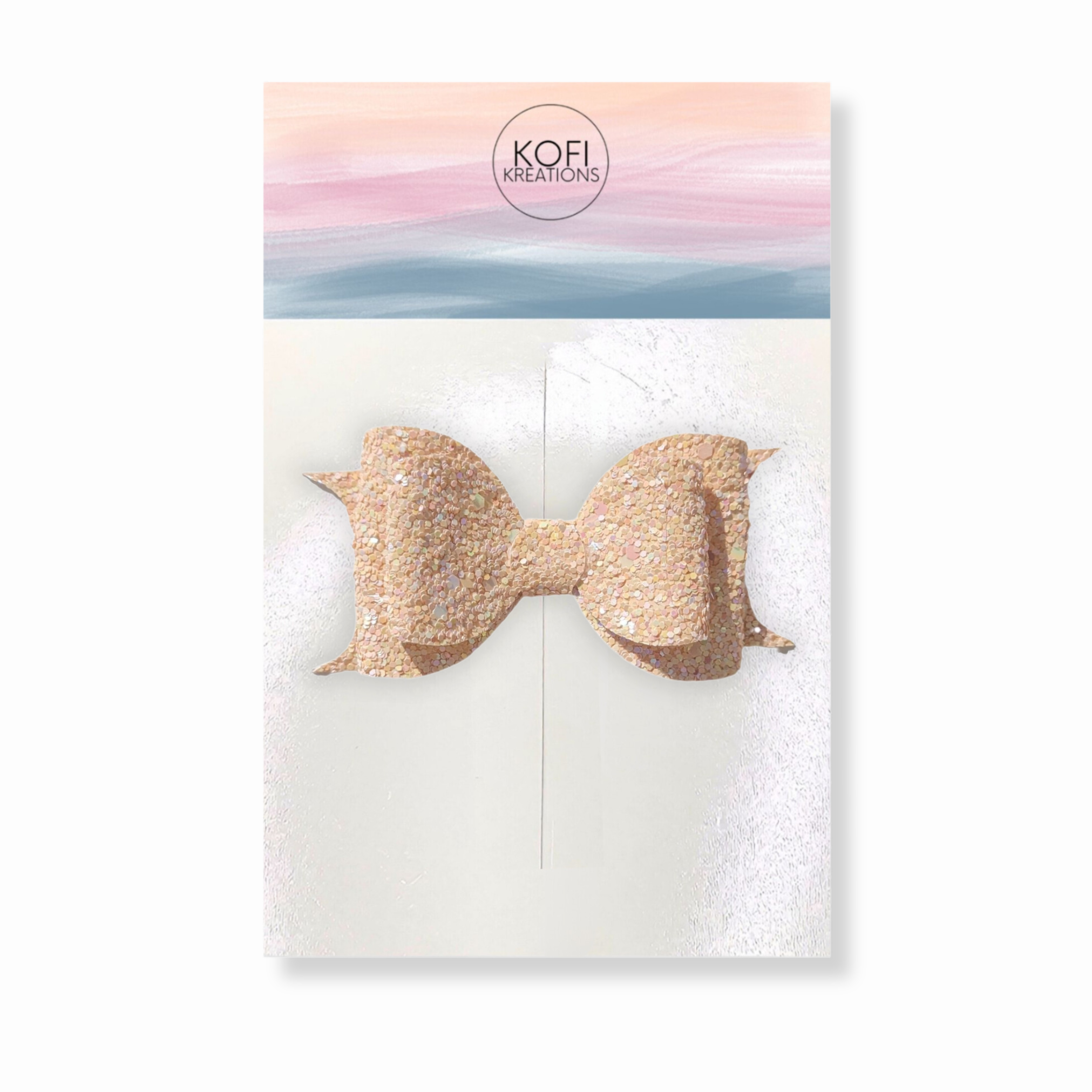 Peach Pebble Glitter Hair Bow