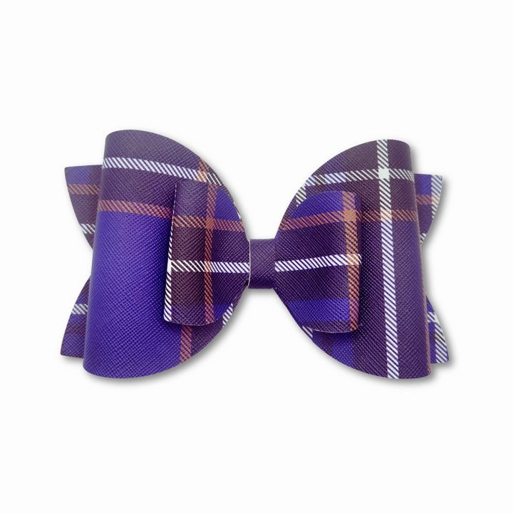 Plaid | Blue Josie Faux Leather Hair Bow