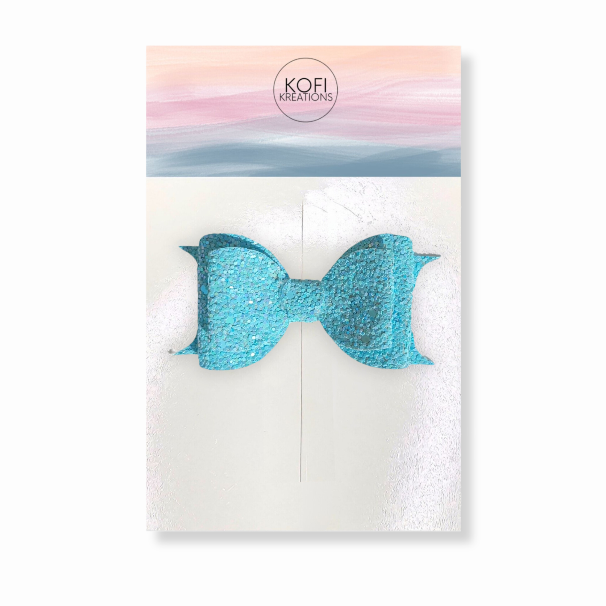 Light Blue Pebble Glitter Hair Bow