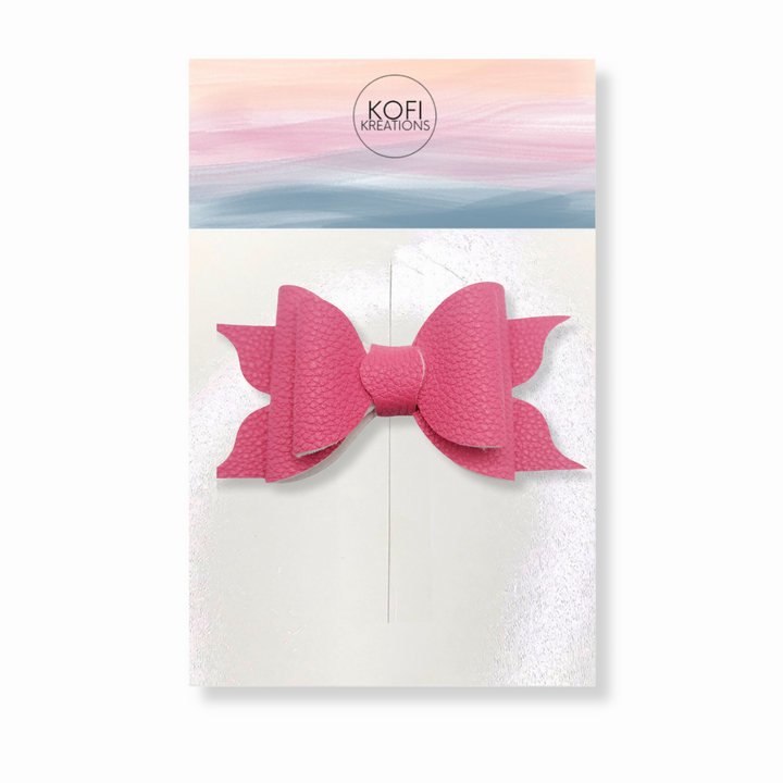 Pink Leather Hair Bow