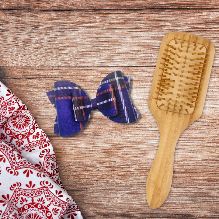 Plaid | Blue Josie Faux Leather Hair Bow