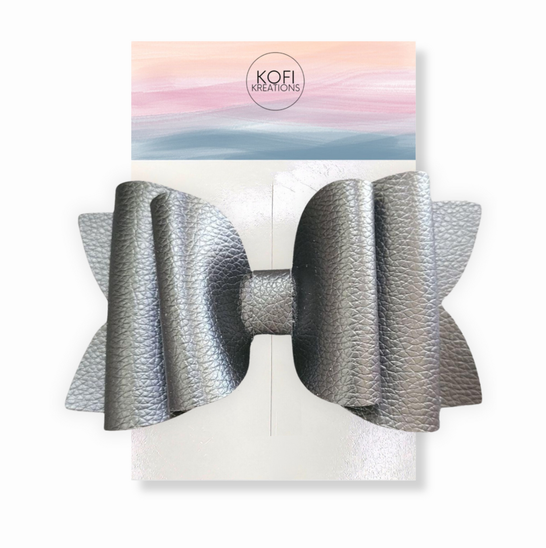 Josey Black Leather Hair Bow