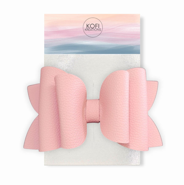 Josie Light Pink - Faux Leather Hair Bow