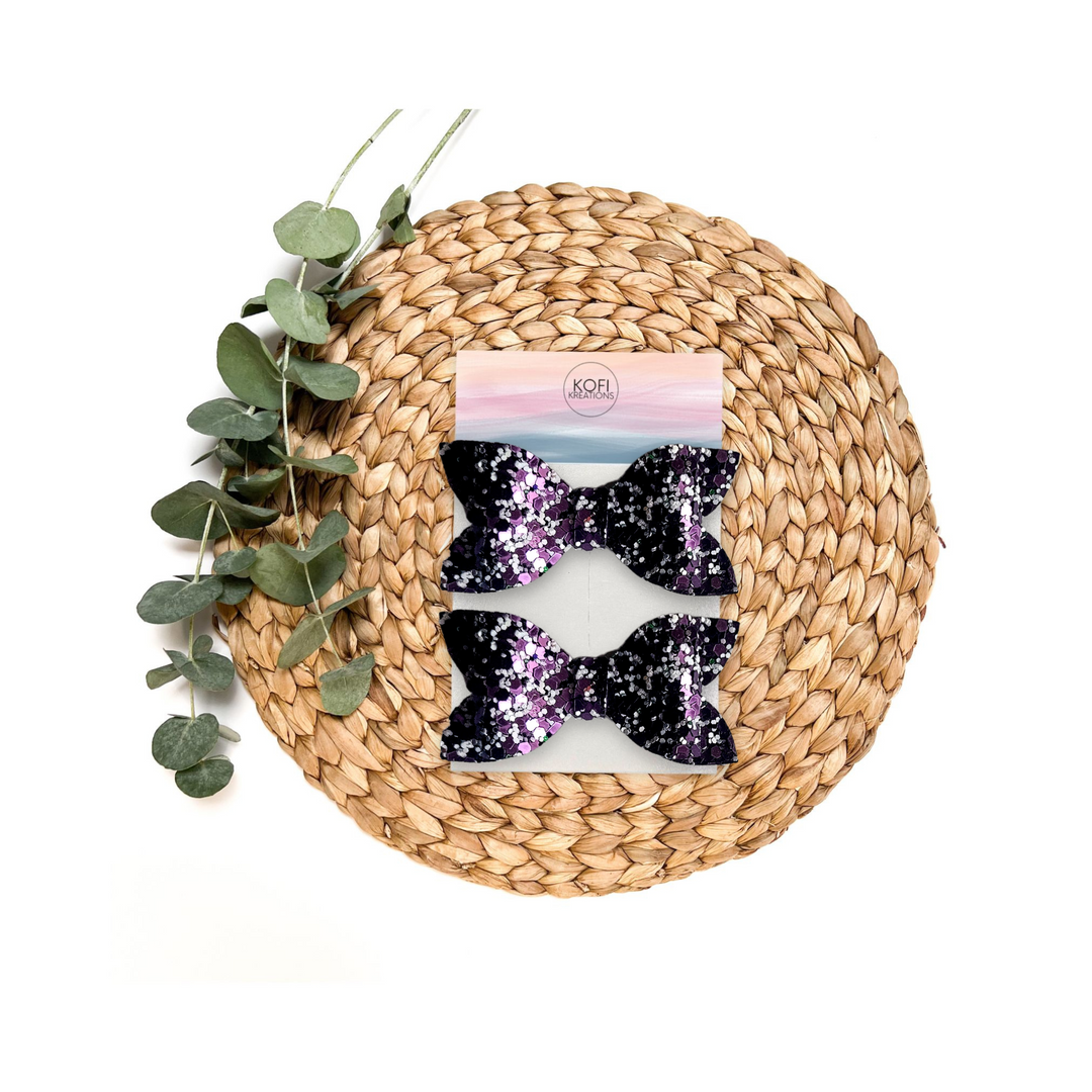 Luna | Purple Stone Glitter Hair Bow