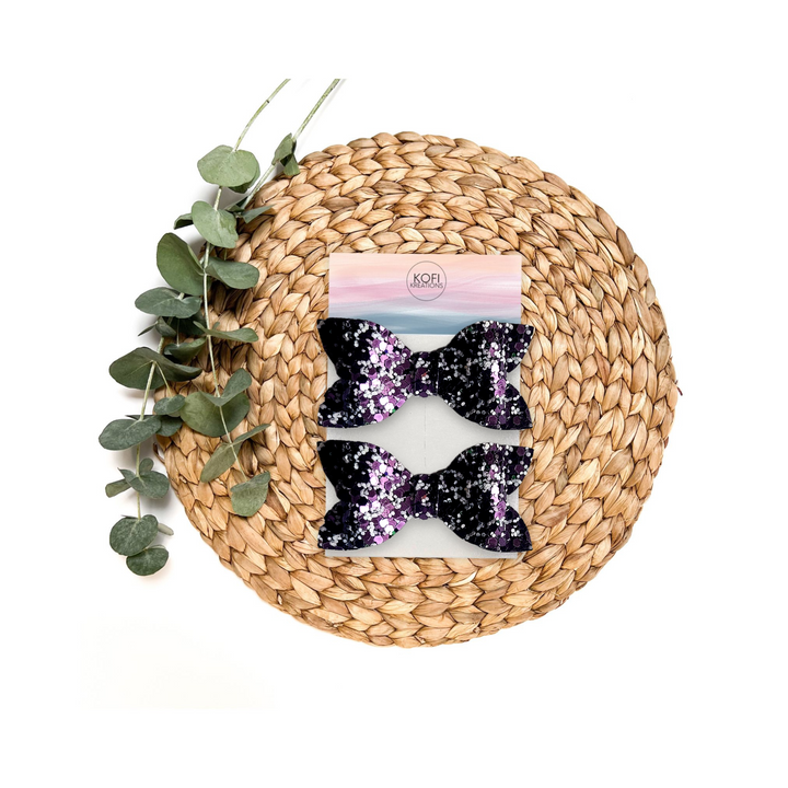 Luna | Purple Stone Glitter Hair Bow