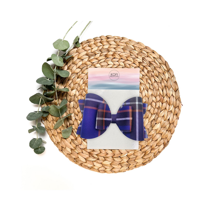 Plaid | Blue Josie Faux Leather Hair Bow