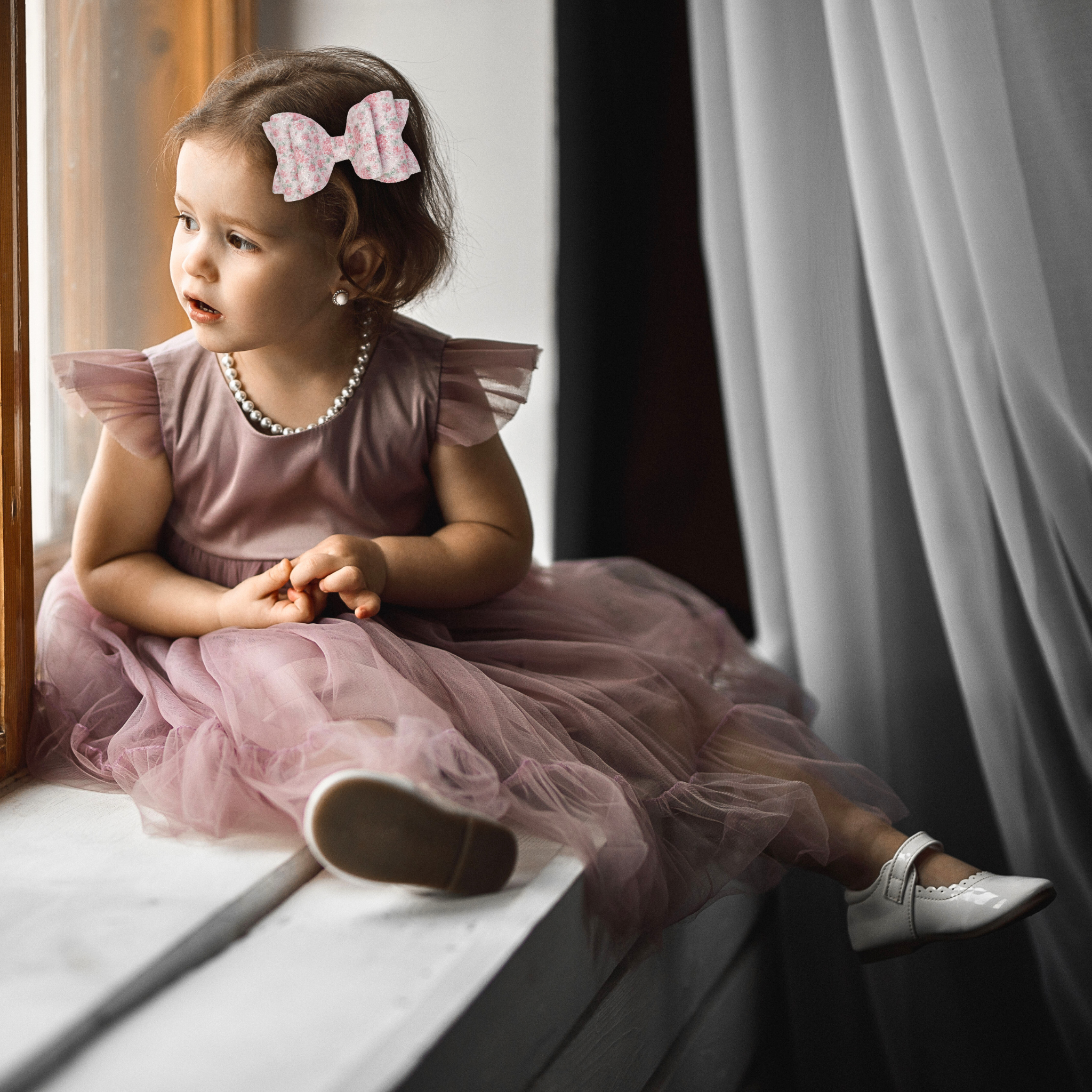 Rose Flower | Josie Glitter Hair Bow