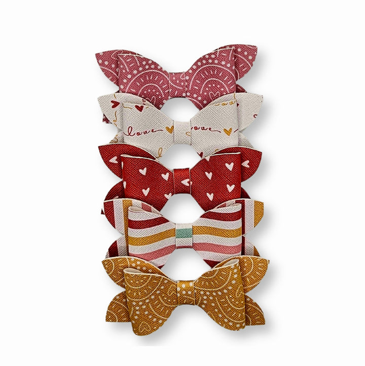 Luna - Rainbow Valentine Faux Leather Hair Bows