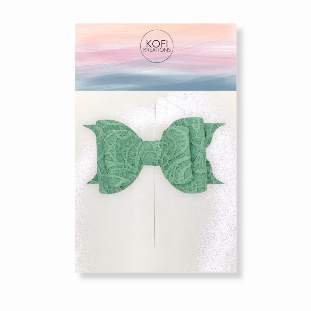 Green Laced Hair Bow