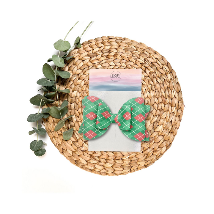 Plaid | Green Josie Faux Leather Hair Bow