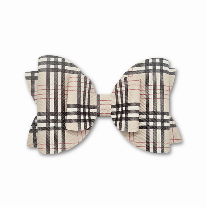 Plaid | Beige Josie Faux Leather Hair Bow