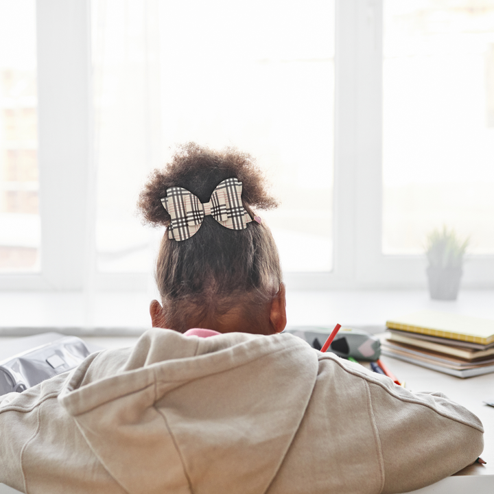 Plaid | Beige Josie Faux Leather Hair Bow