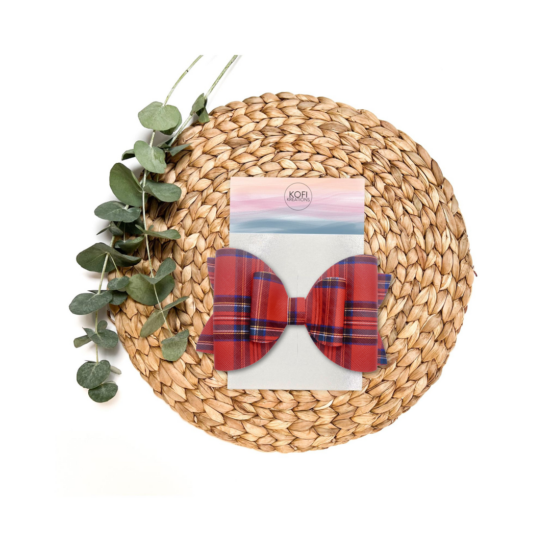 Plaid | Red Josie Faux Leather Hair Bow