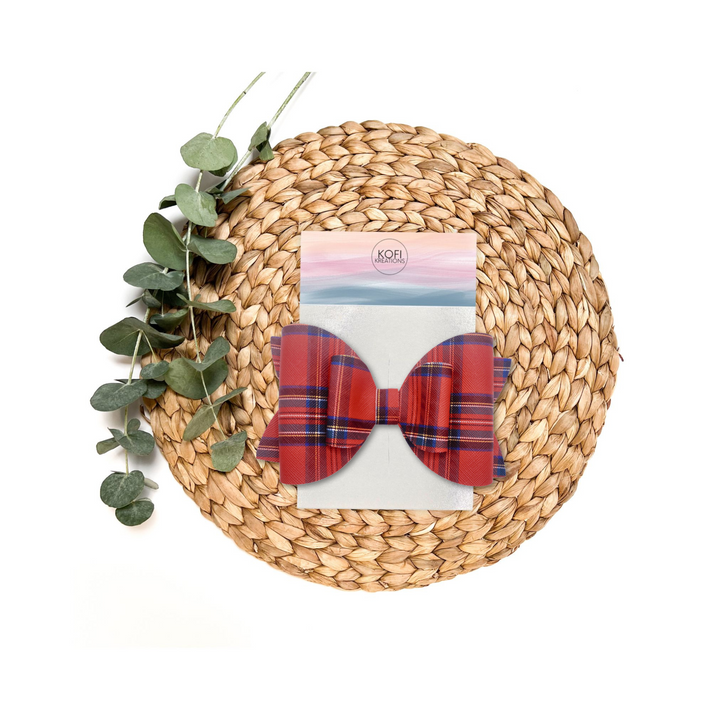 Plaid | Red Josie Faux Leather Hair Bow