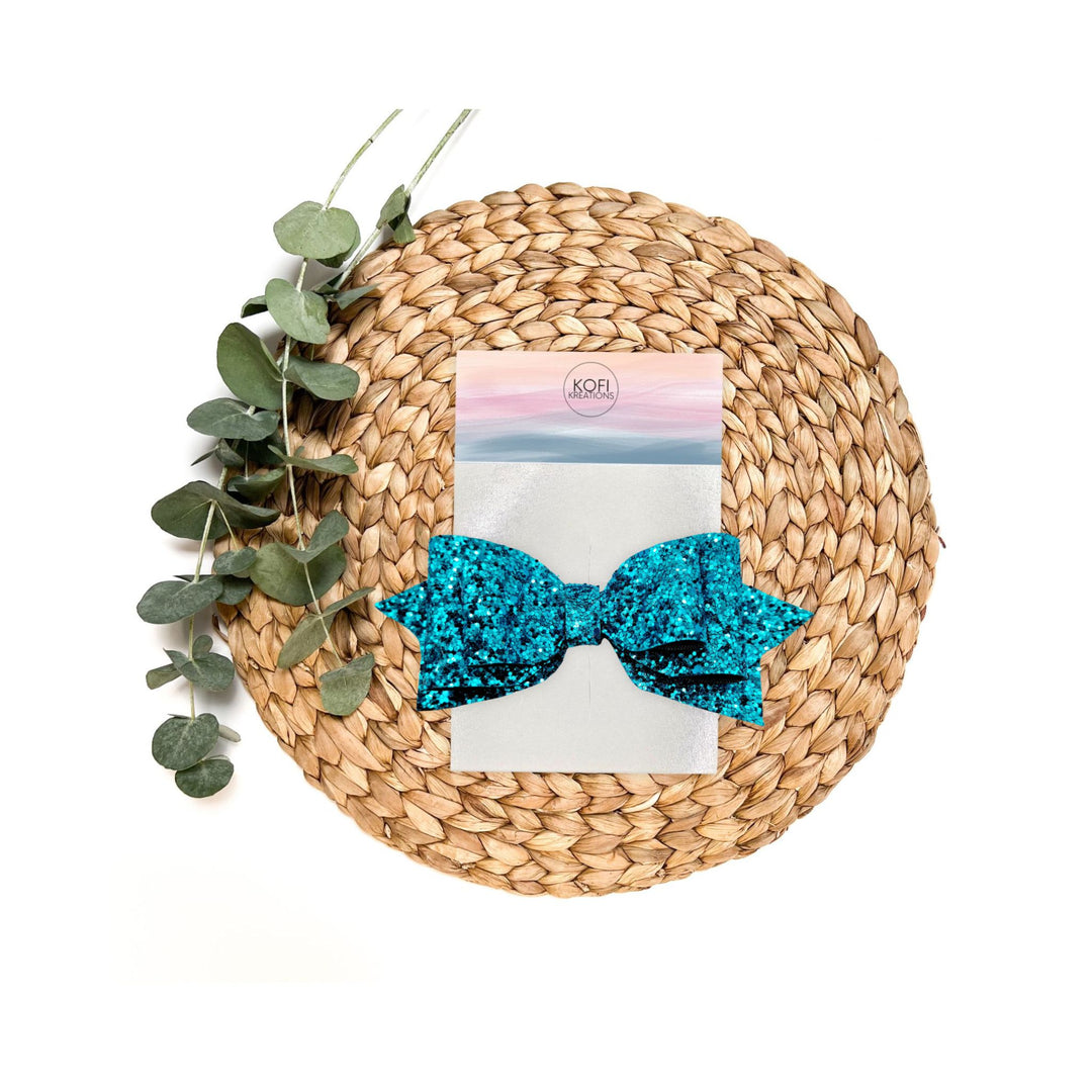 Turquoise | Pepperdine Glitter Hair Bow