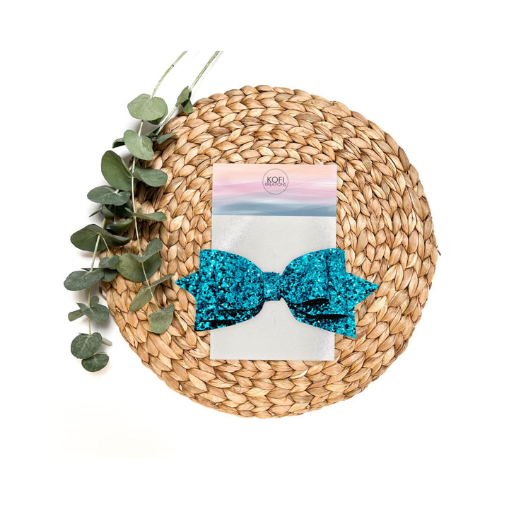 Turquoise | Pepperdine Glitter Hair Bow