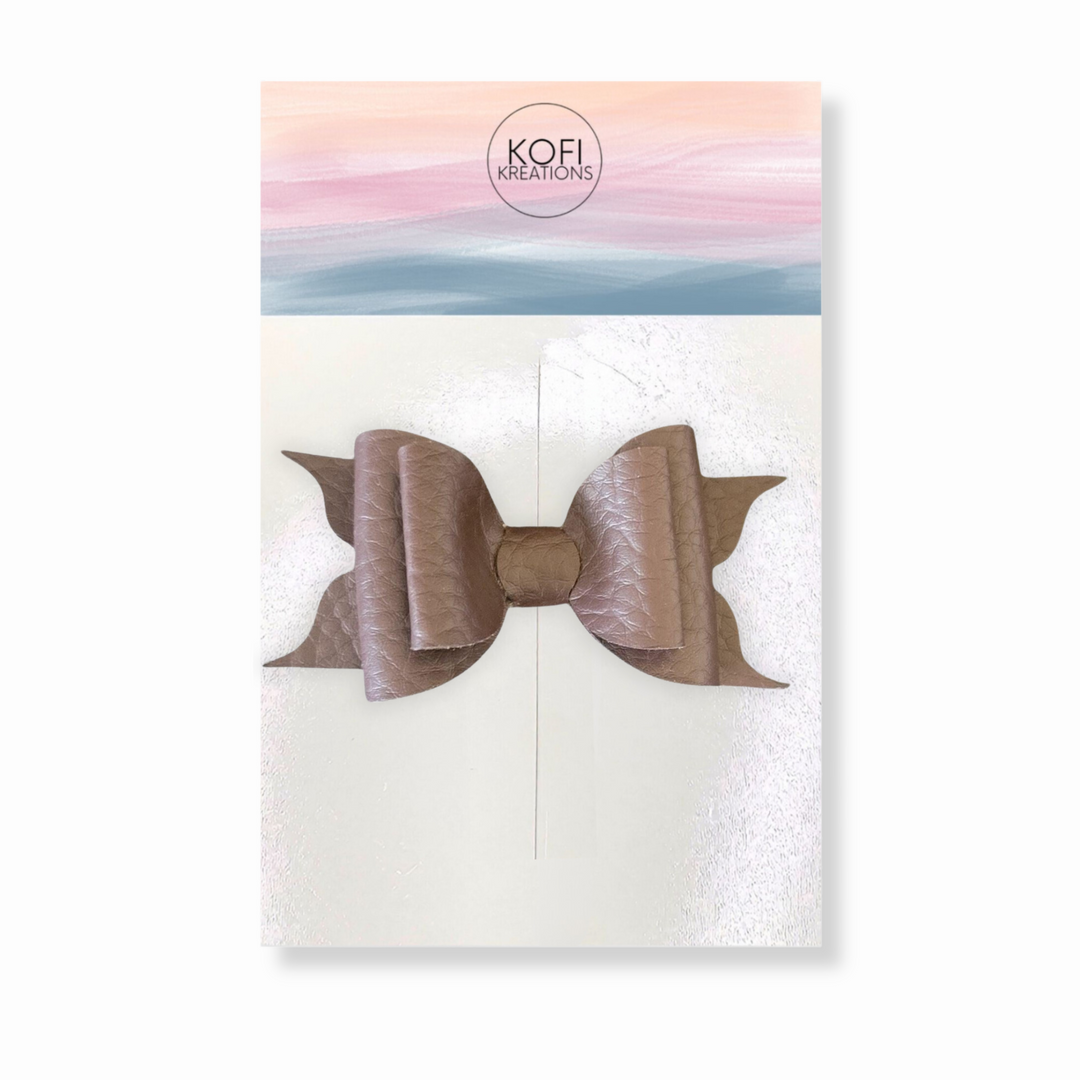Coffee Leather Hair Bow