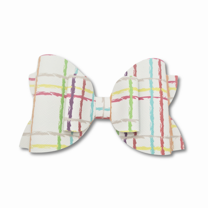 Plaid | Rainbow Josie Faux Leather Hair Bow