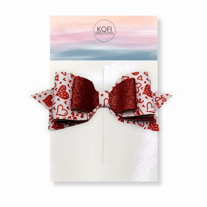 Passion Hearts Valentine Hair Bow