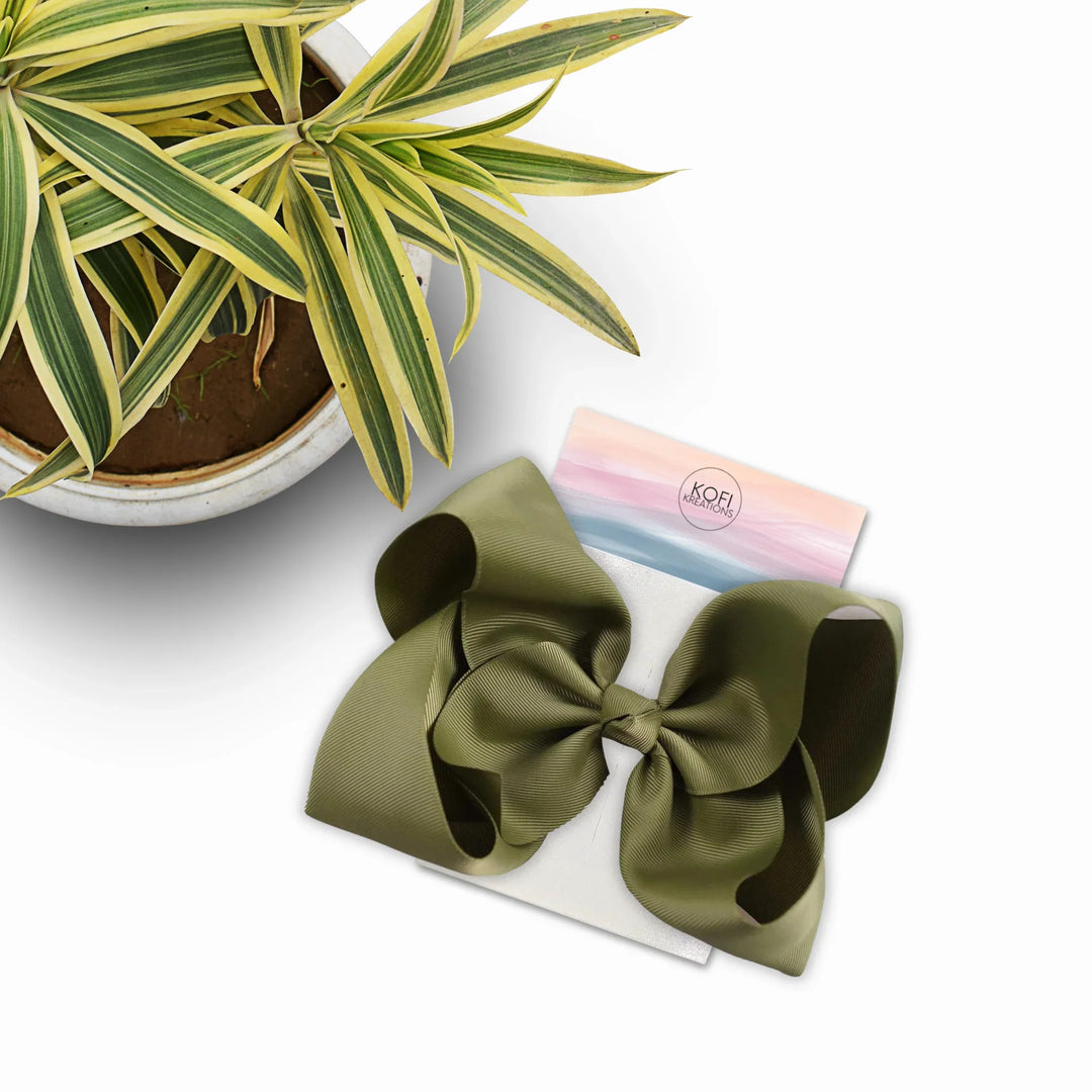 Olive | Grosgrain Ribbon Hair Bow