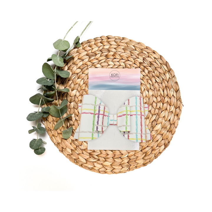 Plaid | Rainbow Josie Faux Leather Hair Bow