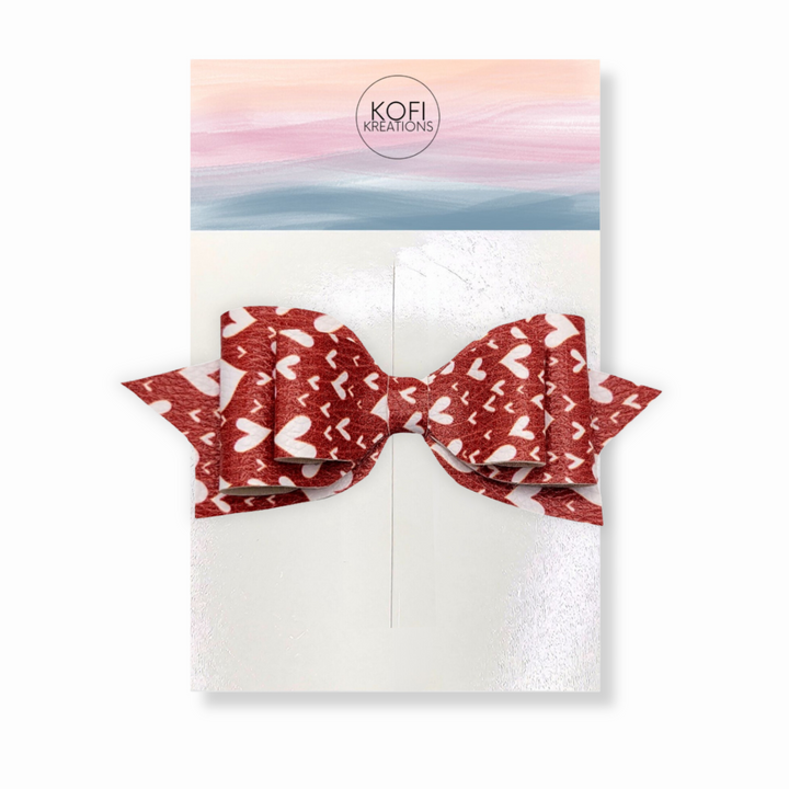 Red & White Hearts Valentine Hair Bow