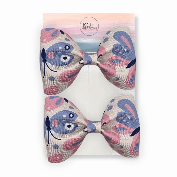 Lavender-Pink Butterfly Pinch Hair Bow