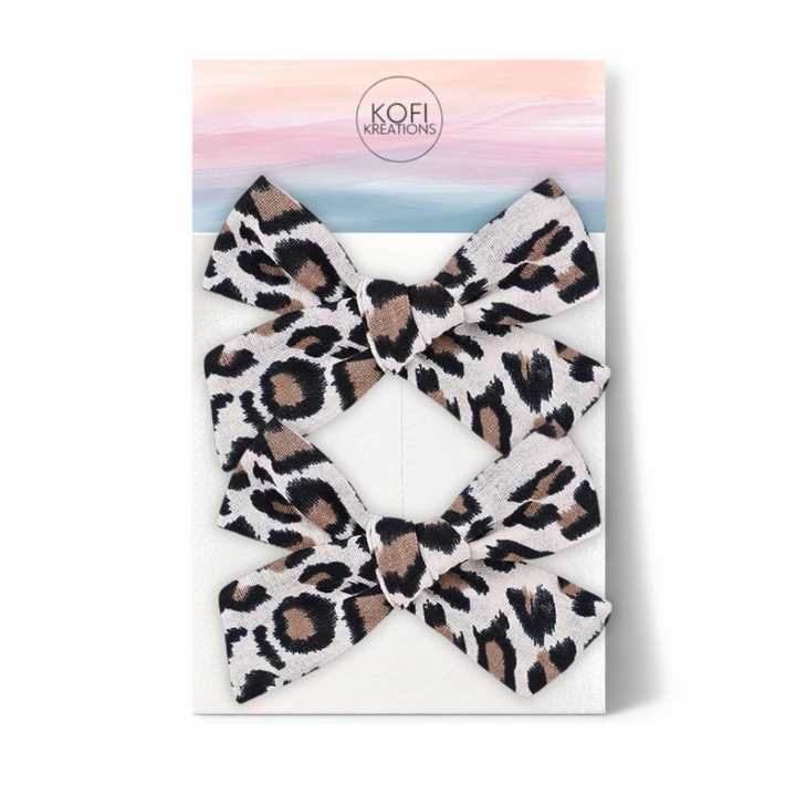 Cheetah | Pigtail Hair Bows