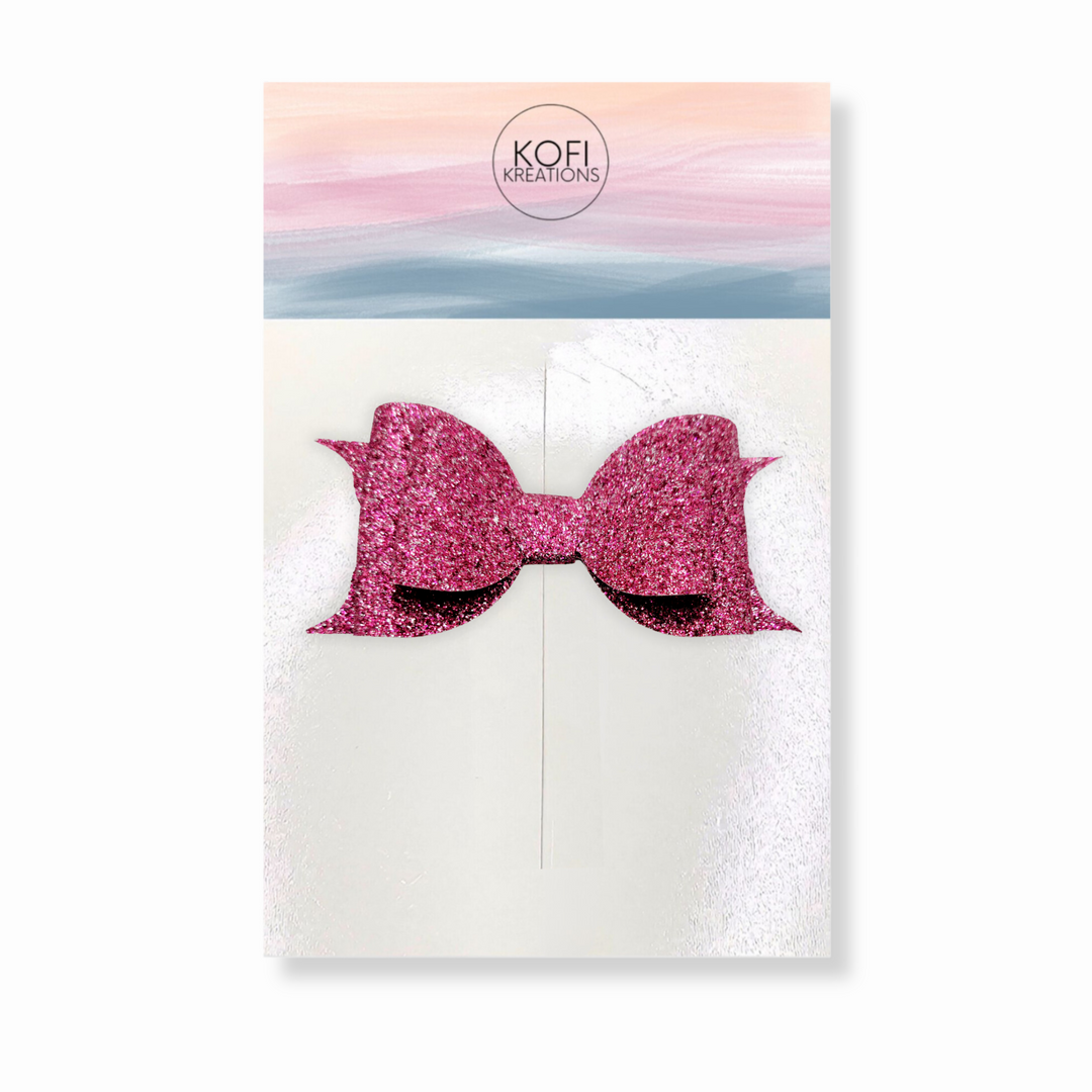 Violet Red Glitter Hair Bow