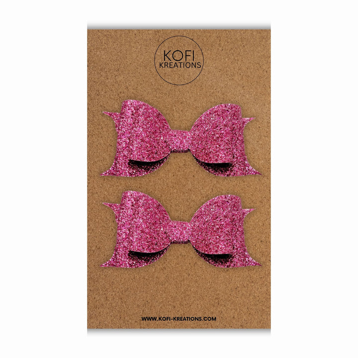 Violet Red Glitter Hair Bow