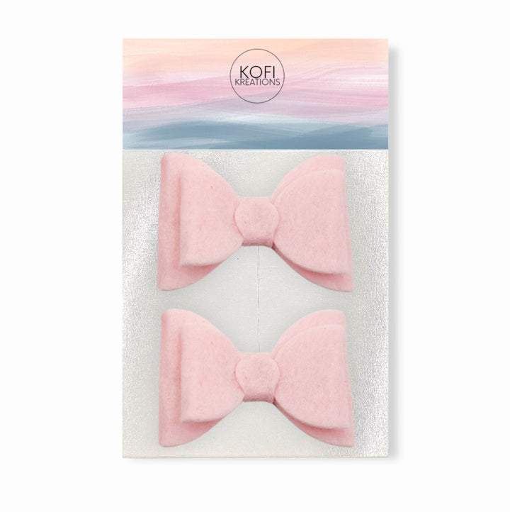 Harlo - Pink Felt - Pigtail Hair Bows