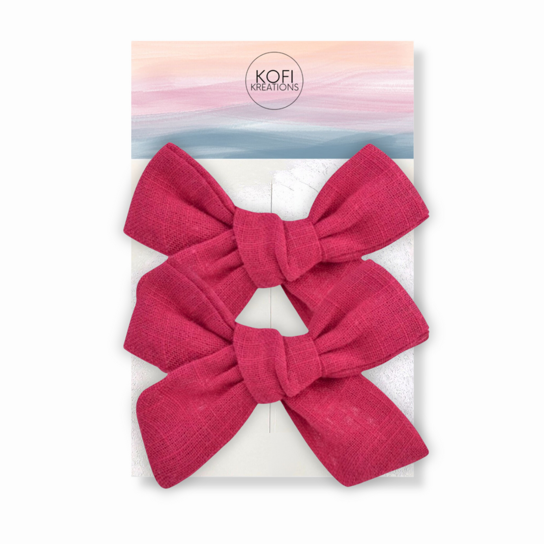Red Pigtail Hair Bows