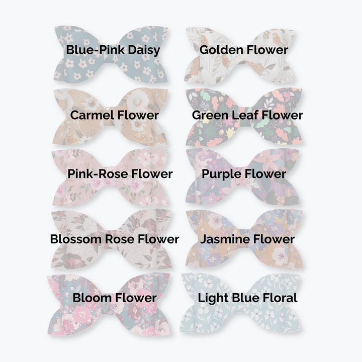 Luna | Spring Flower Faux Leather Hair Bows