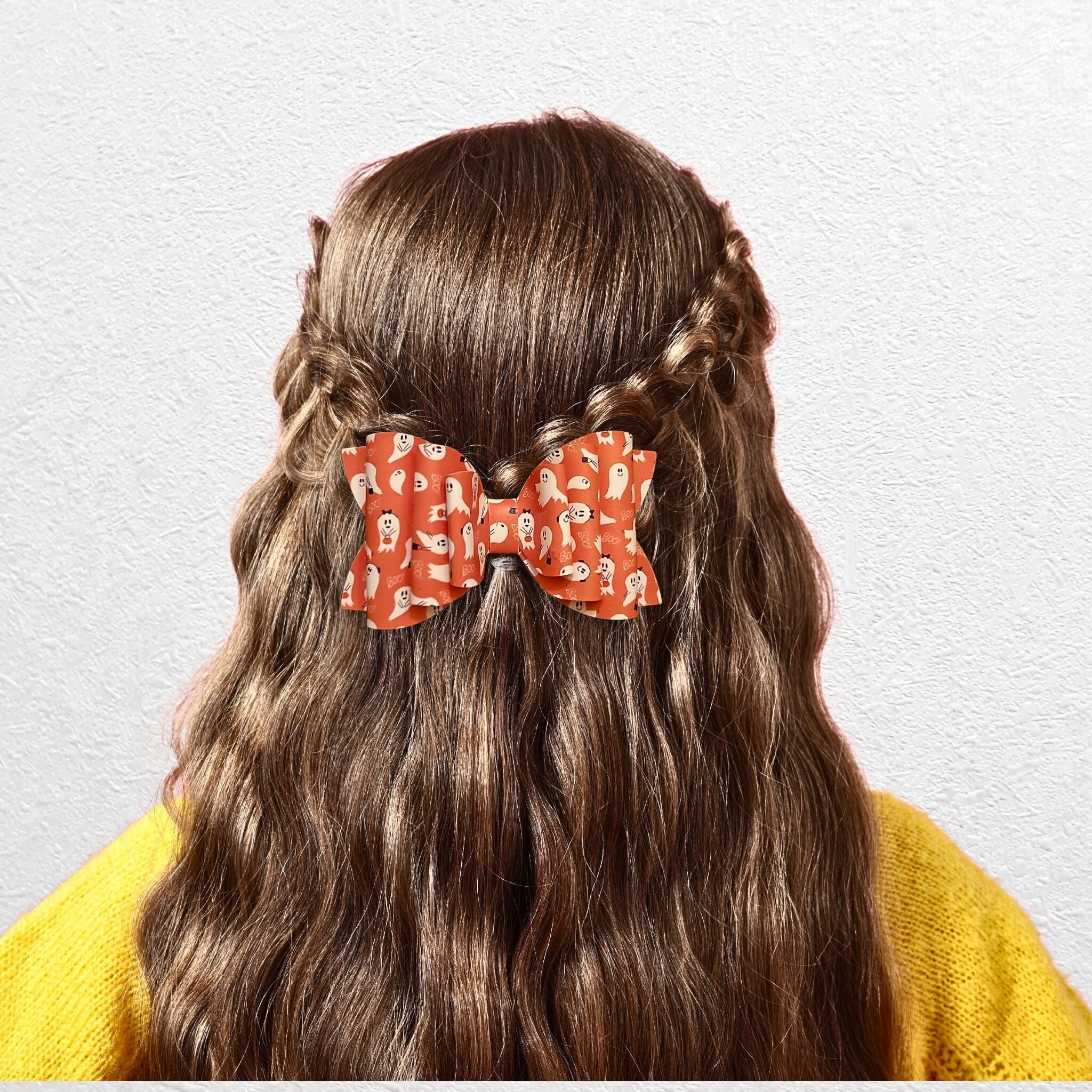 Orange Ghost | Faux Leather Bow