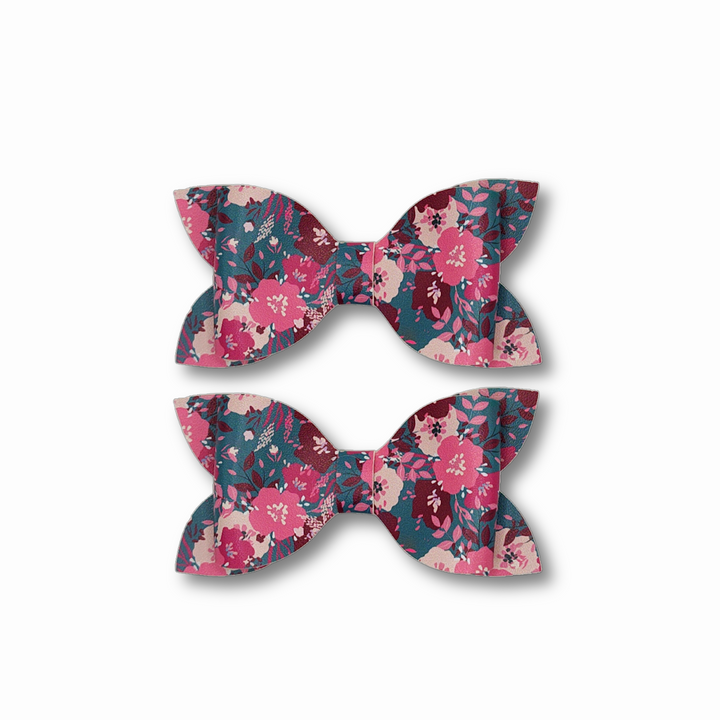 Luna | Spring Flower Faux Leather Hair Bows