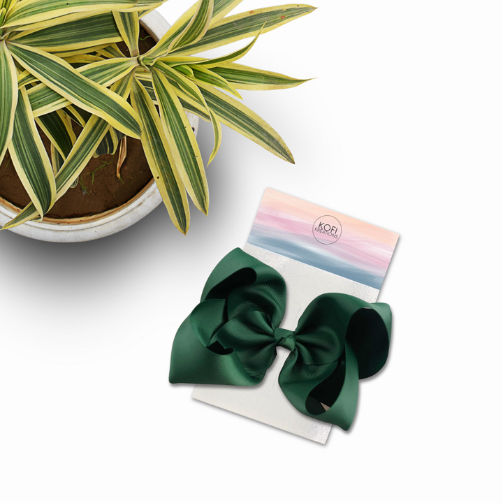Dark Green | Grosgrain Ribbon Hair Bow
