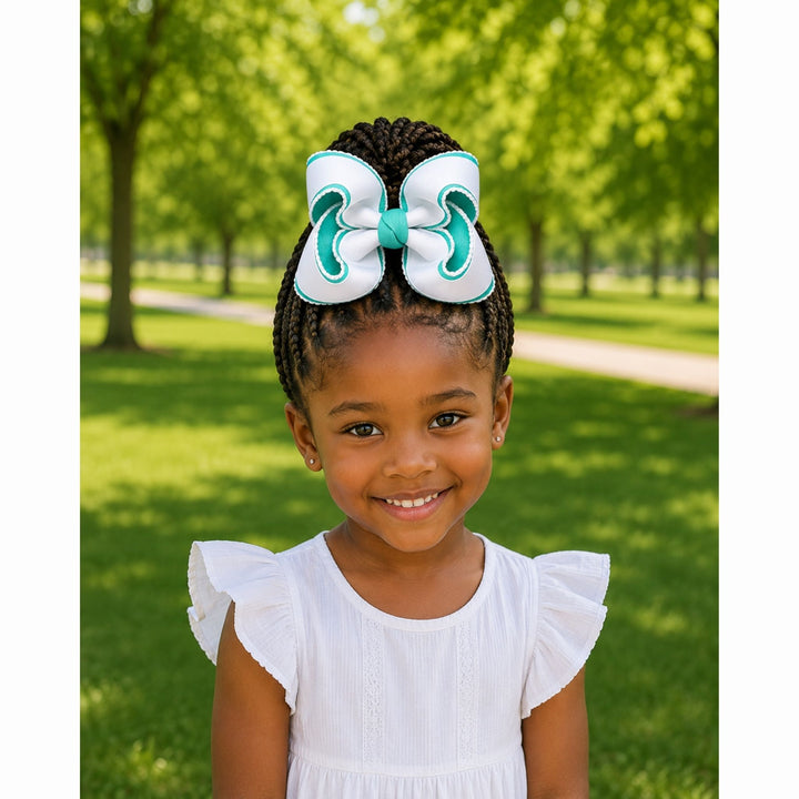 Aqua Glow | Moonstitch Hair Bow
