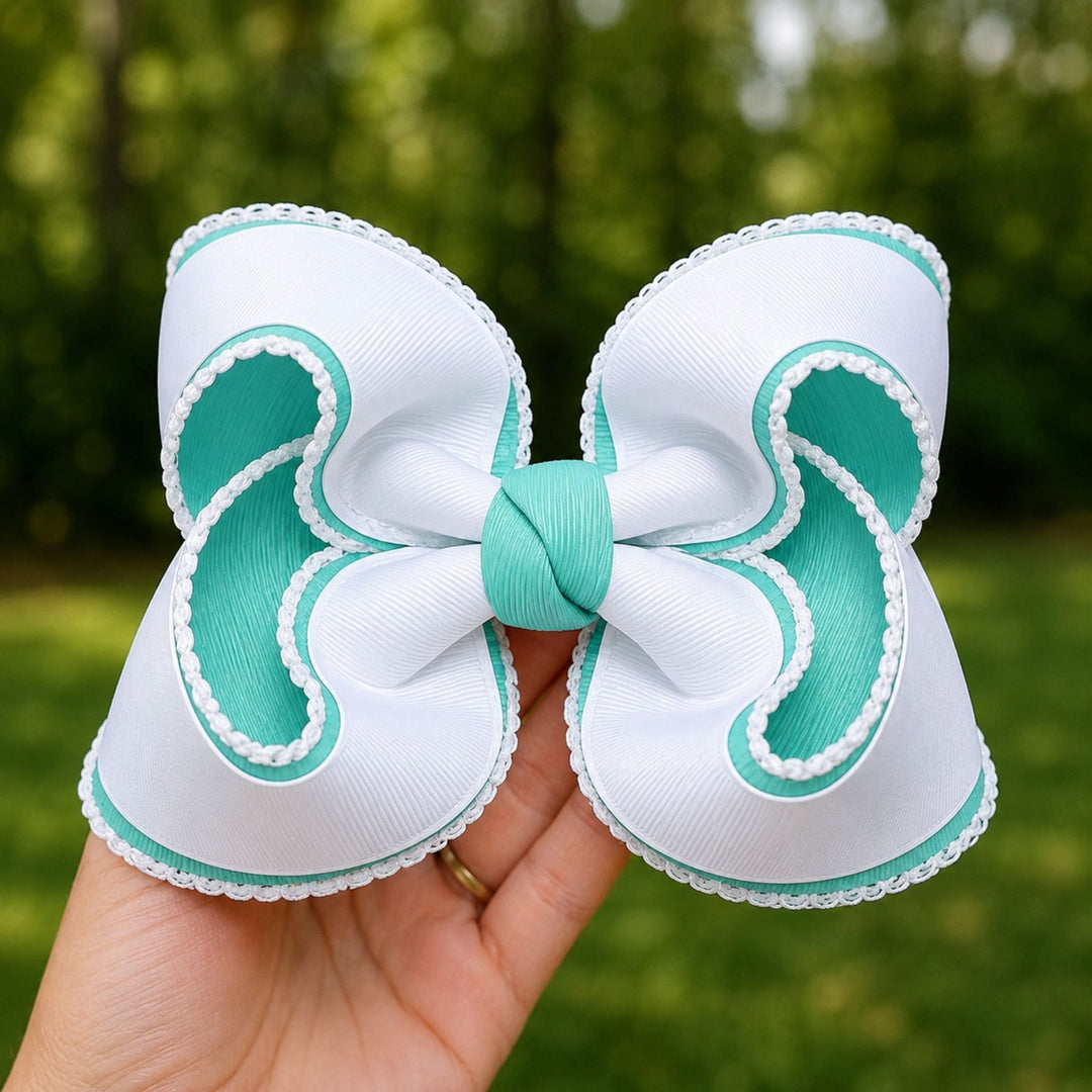 Aqua Glow | Moonstitch Hair Bow