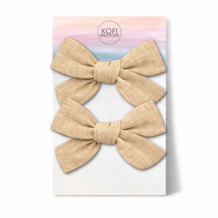 Beige | Pigtail Hair Bows