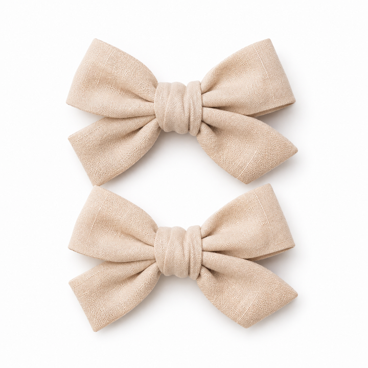 Beige | Pigtail Hair Bows