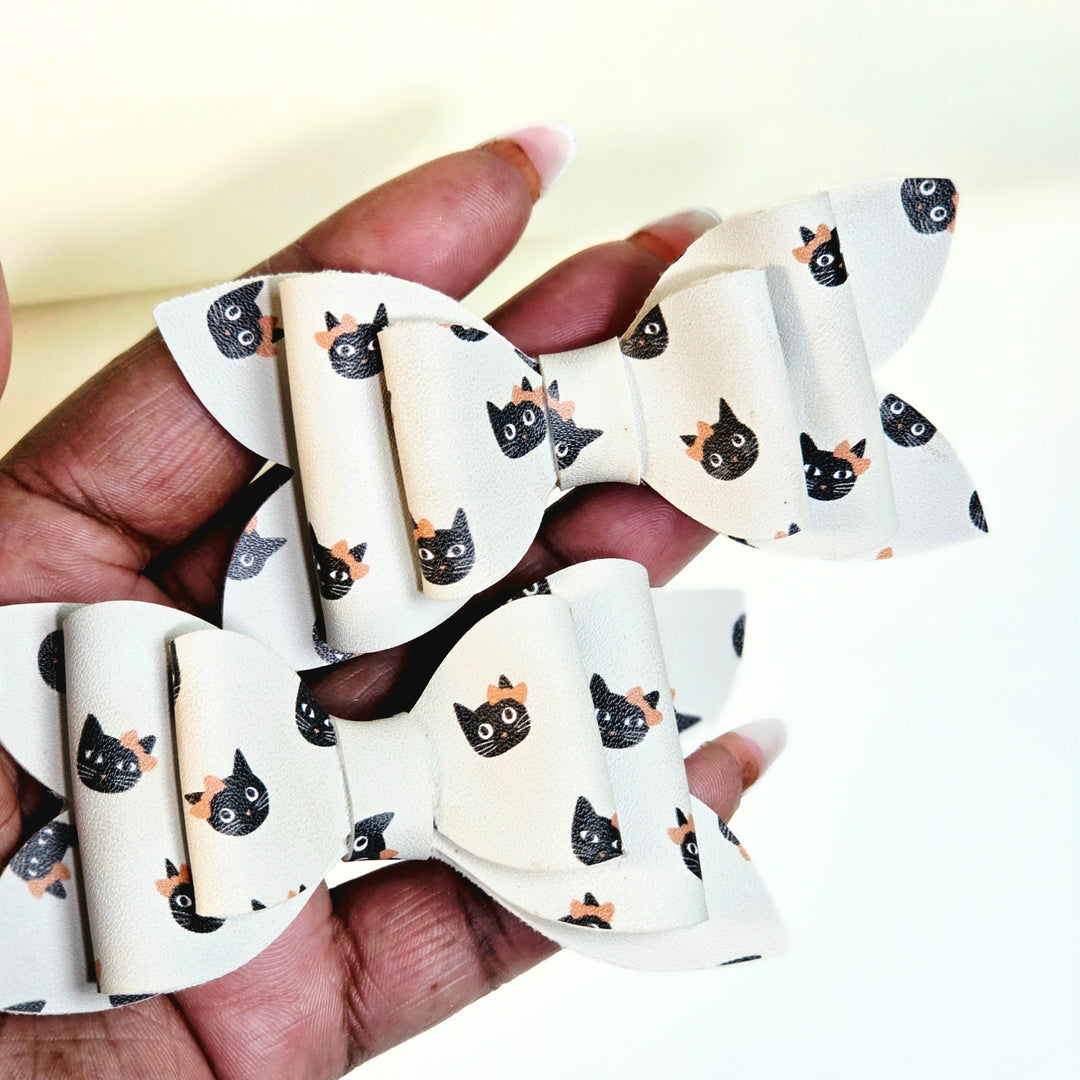 Bootiful Kitties | Faux Leather Hair Bow