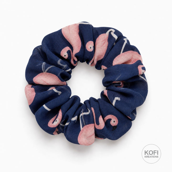 Blue Flamingo | Chiffon Scrunchie