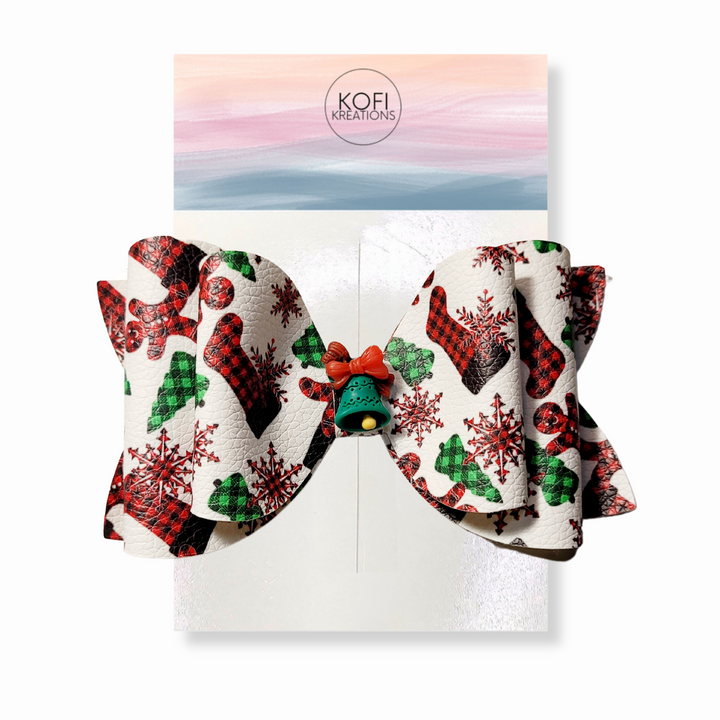 Deck The Halls Leather Hair Bow