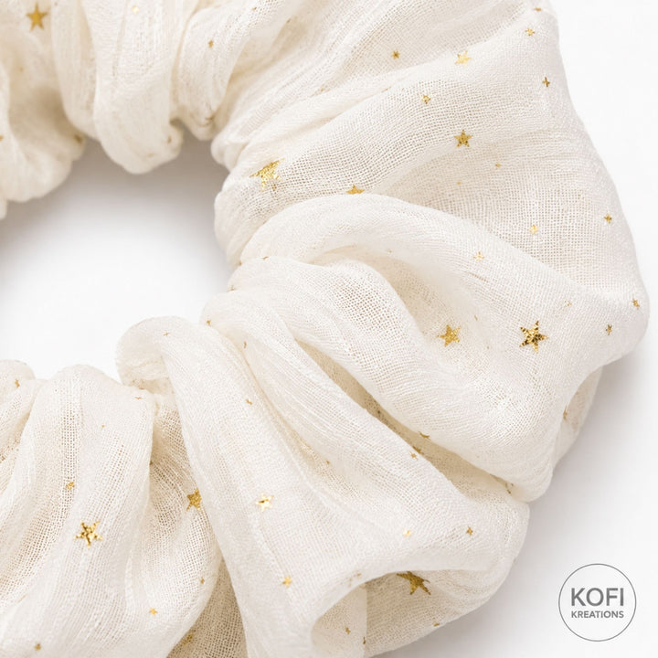 Ivory Stars | Chiffon Scrunchie
