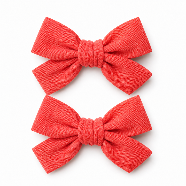 Coral | Pigtail Hair Bows