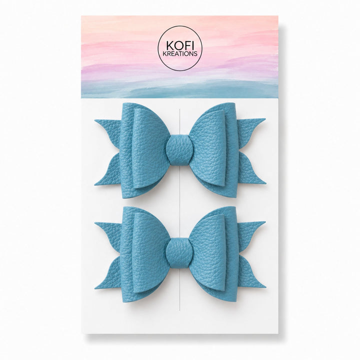 Ella Turquoise | Faux Leather Hair Bow