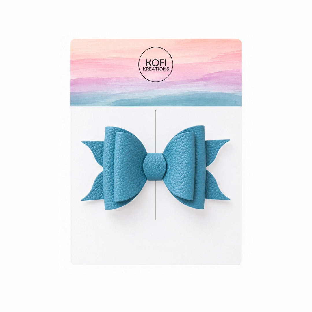 Ella Turquoise | Faux Leather Hair Bow