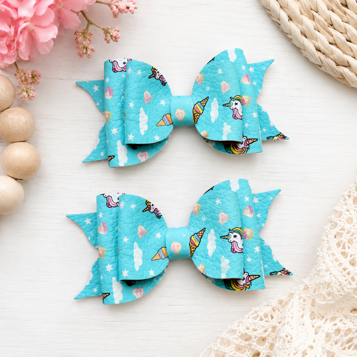 Ella Blue Delight | Faux Leather Hair Bow